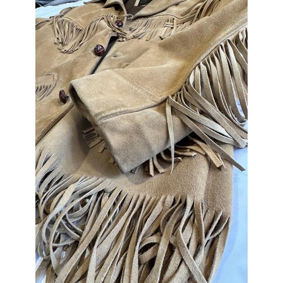 Vintage Sears The Leather Shop Leather Fringe Jacket Brown USA Western - Picture 12 of 16